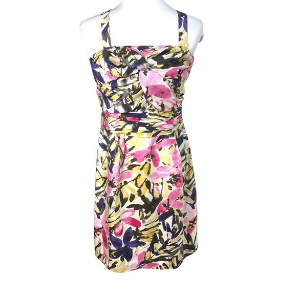 NEW Banana Republic Sz 8P Petite 100% Silk Strapless Ruched Convertible Dress - Picture 2 of 15